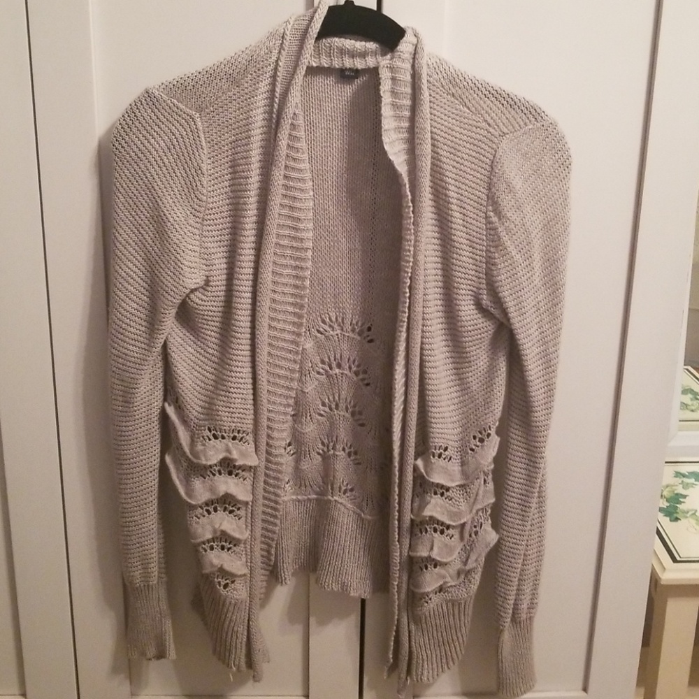 ❄️Light Grey Ruffle Detail Open Cardigan❄️